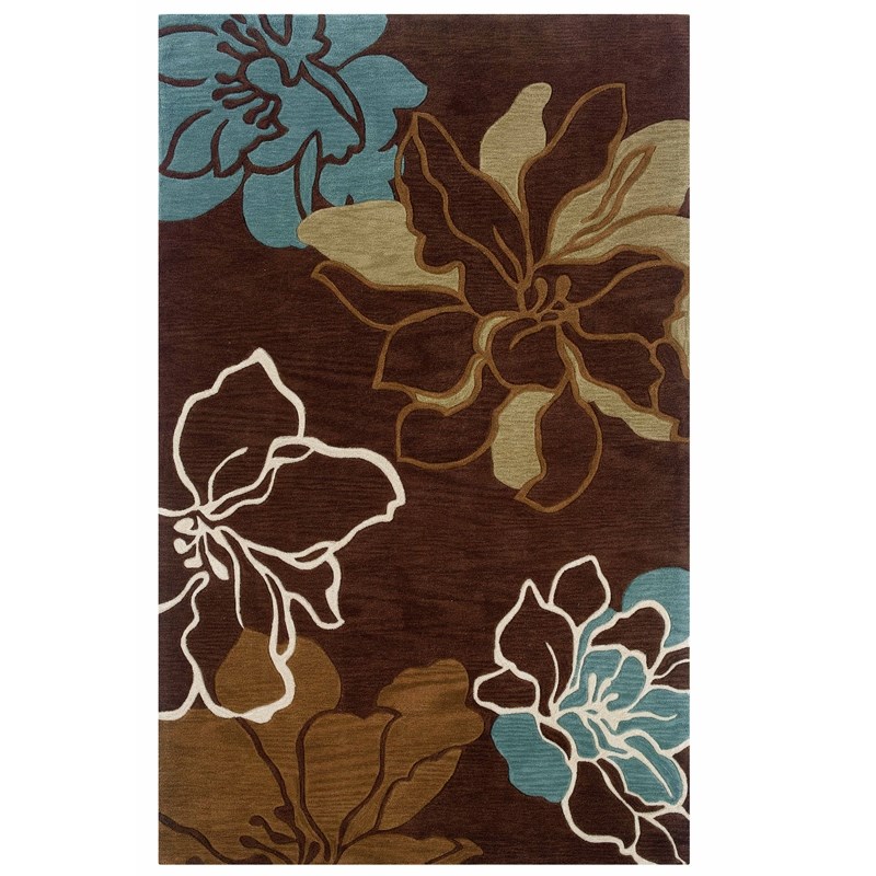Linon Trio Space Dyed Hand Tufted Polyester 5'x7' Rug in Brown