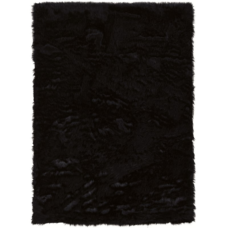Linon Shep Faux Fur Tufted Acrylic 3'x5' Rug in Black