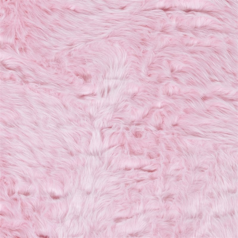 Linon Shep Faux Fur Tufted Acrylic 5'x7' Rug in Pink