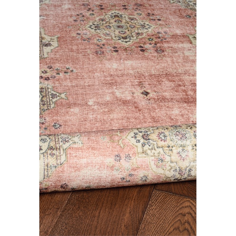 Linon Washable Blanche Polyester 5'x7' Rug in Pink