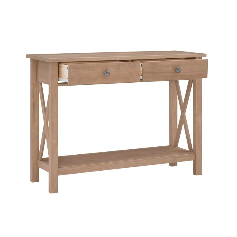 Linon Dalton Pine Wood Console Table in Driftwood Brown