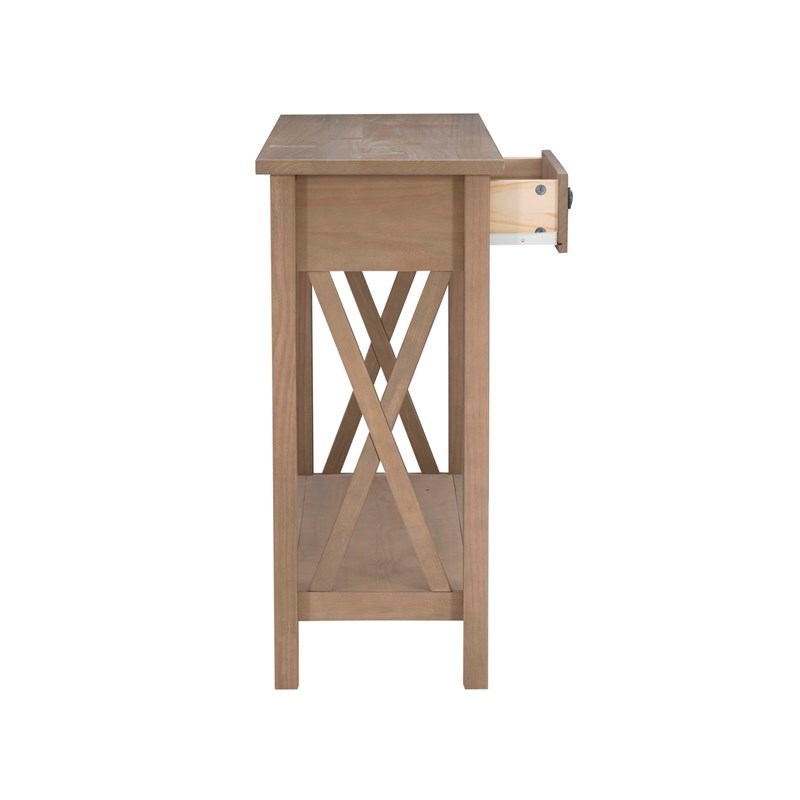 Linon Dalton Pine Wood Console Table in Driftwood Brown