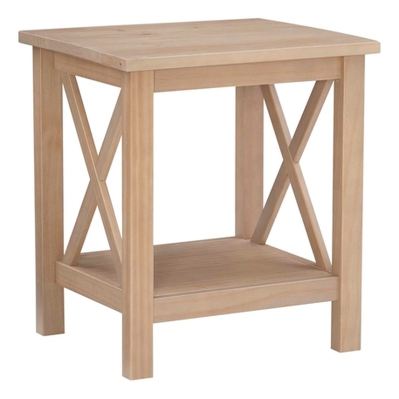 Linon Dalton Pine Wood End Table in Driftwood Brown