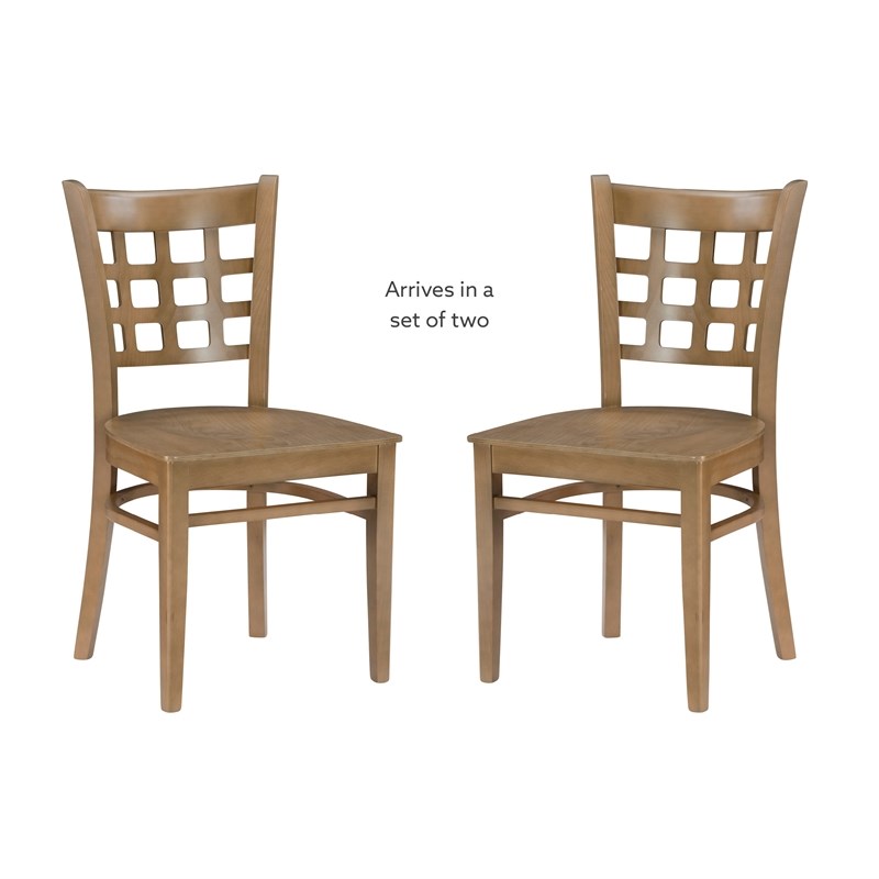Linon Flint Beech Wood Set of Two Side Chairs in Natural