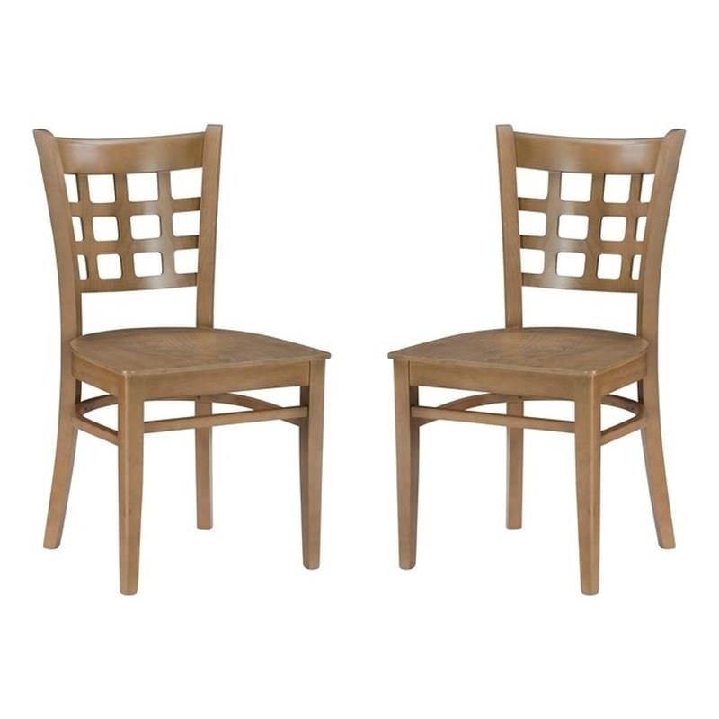 Linon Flint Beech Wood Set of Two Side Chairs in Natural