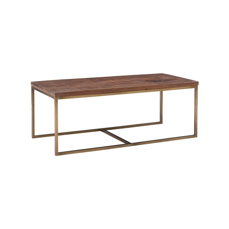Linon Ennis Metal and Wood Coffee Table with Two End Tables in Gold