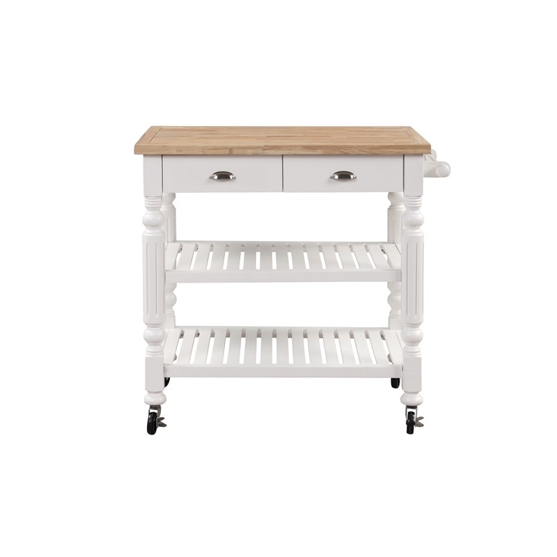 Linon Ridgeway Wood Kitchen Cart in White