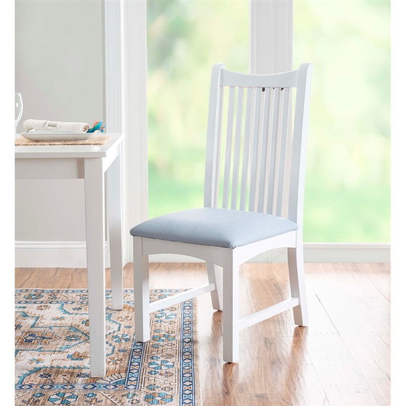 Linon Maldon Solid Wood Upholstered Set of Two Side Chairs in White