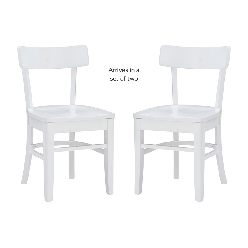 Linon Farren Solid Wood Set of Two Chairs in White