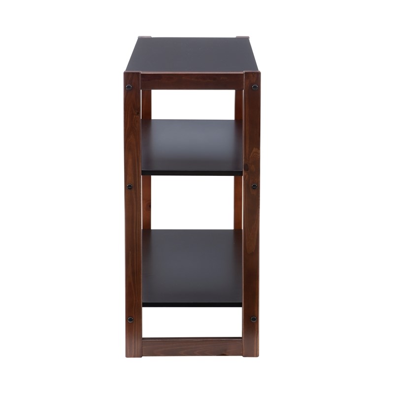 Linon Brock Wood Low Bookcase in Black and Walnut