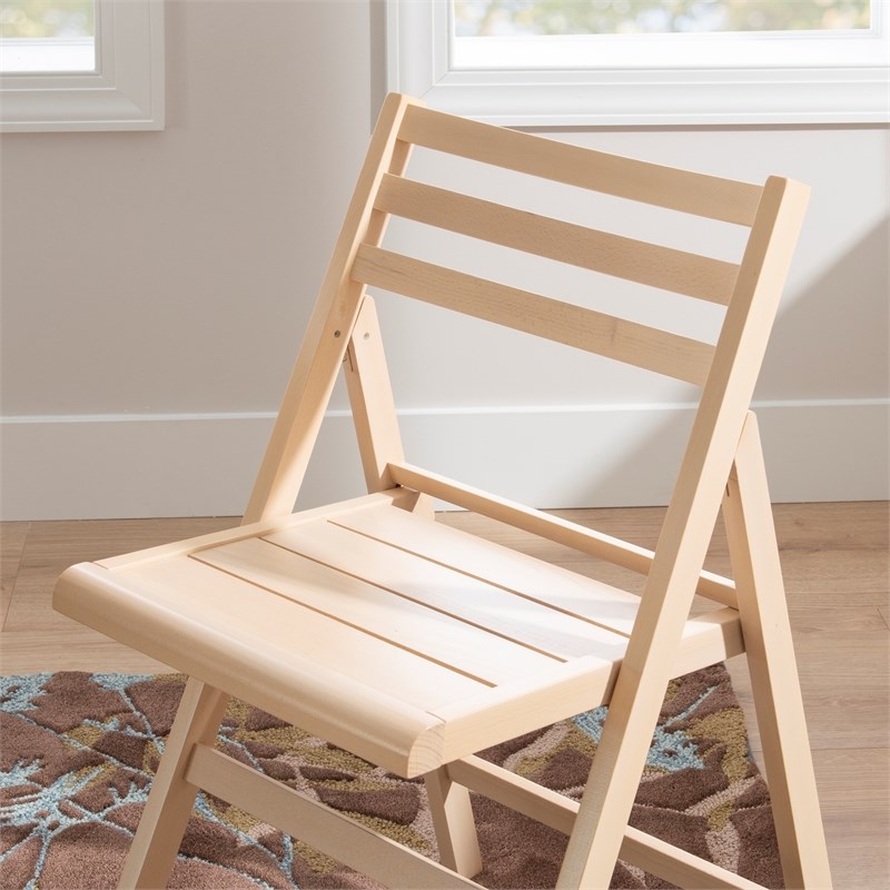 Linon Finola Wood Folding Chairs Set of Two in Natural