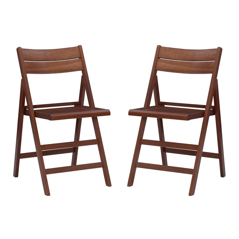 Linon Cray Wood Folding Chairs Set of Two in Walnut