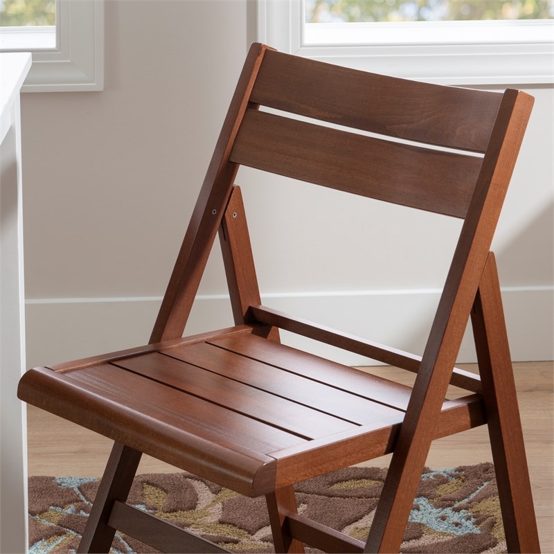 Linon Cray Wood Folding Chairs Set of Two in Walnut