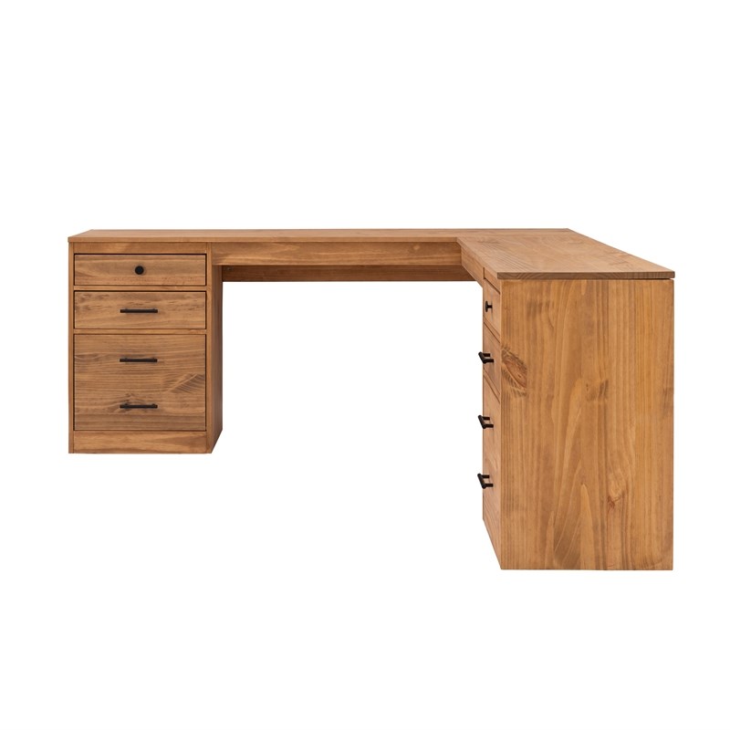 Linon Cody Wood L Shaped Desk in Maple Brown