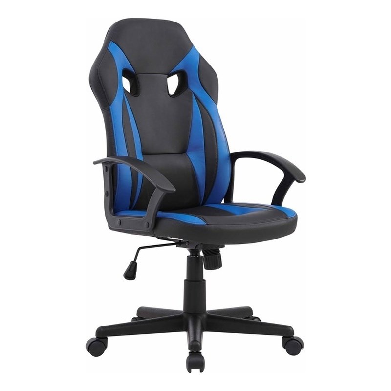 Linon Grayson Wood Gaming Office Chair in Blue | Homesquare