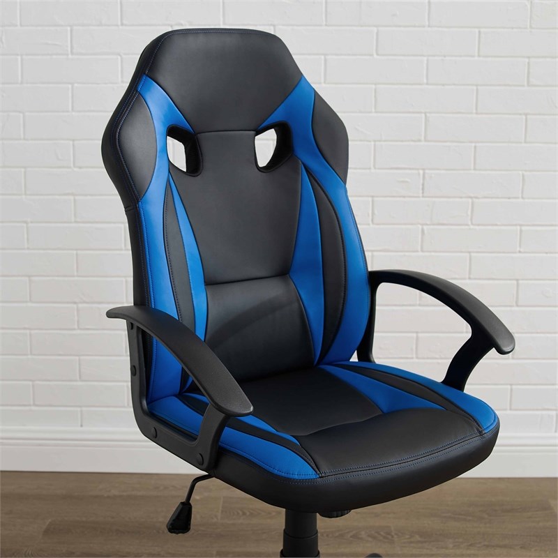 Linon Grayson Wood Gaming Office Chair in Blue
