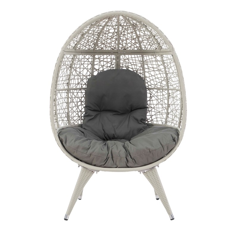 Linon Cloyd Metal Indoor Outdoor Round Chair in Gray