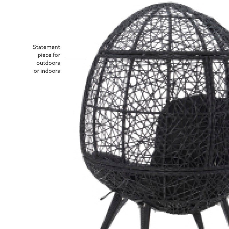 Linon Cloyd Metal Indoor Outdoor Round Chair in Black
