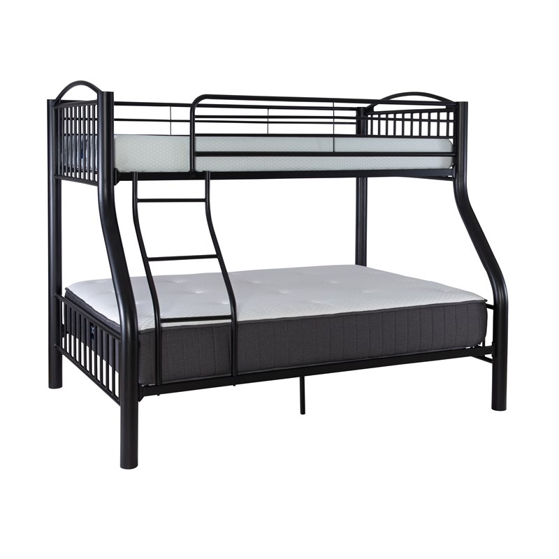 Linon Heavy Metal Twin over Full Bunk Bed in Black