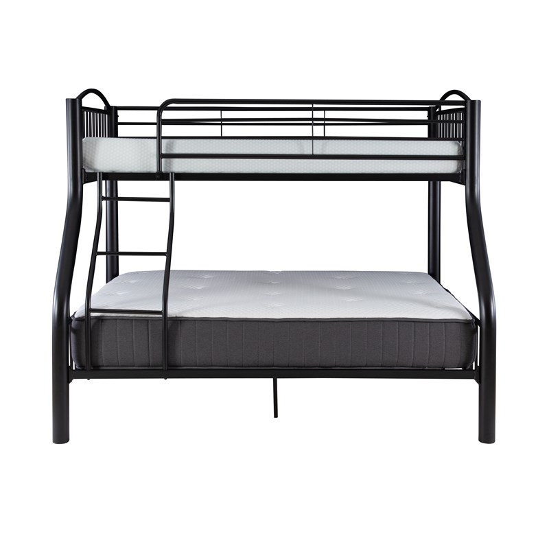 Linon Heavy Metal Twin over Full Bunk Bed in Black