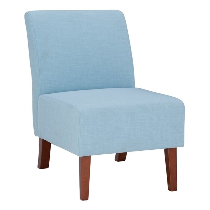 Linon Lily Wood Upholstered Accent Chair in Light Blue