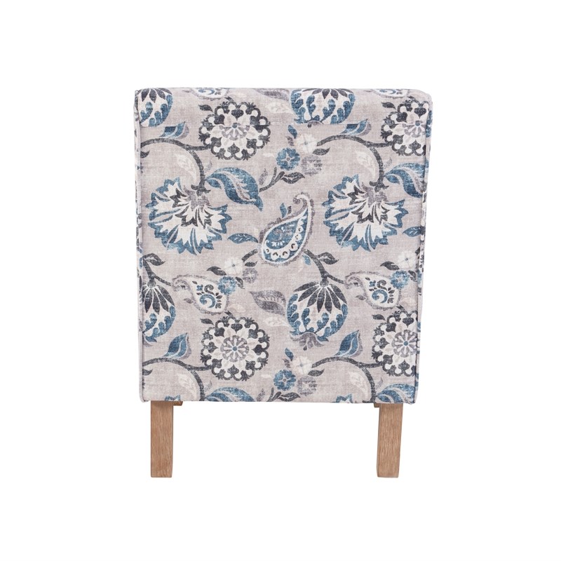 Linon Coco Wood Accent Floral Chair in Slate and Brown