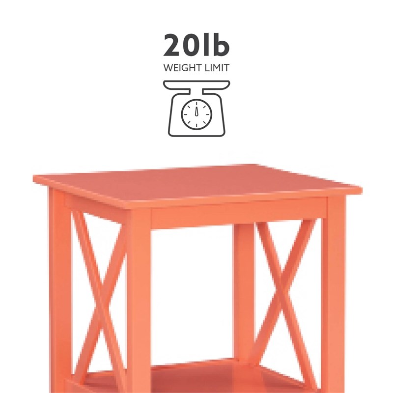 Linon Dalton Wood Accent End Table in Coral Orange