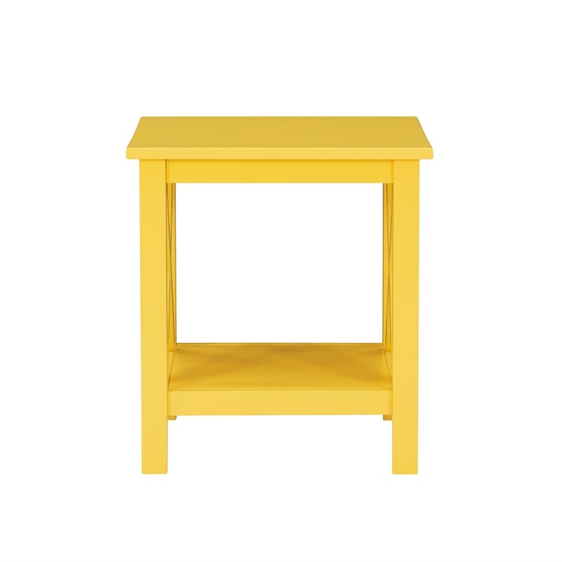 Linon Dalton Wood Accent End Table in Yellow