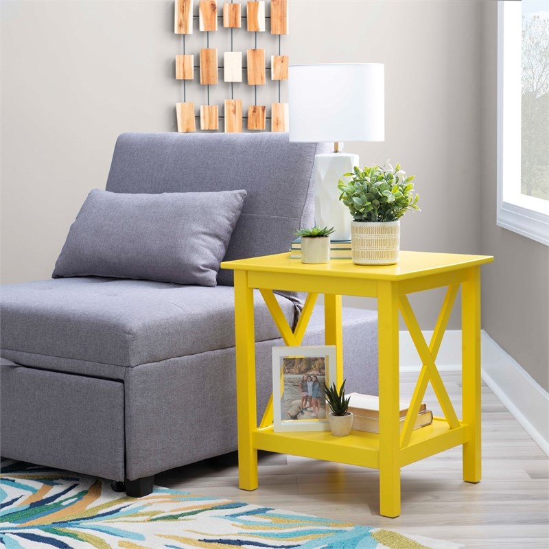 Linon Dalton Wood Accent End Table in Yellow