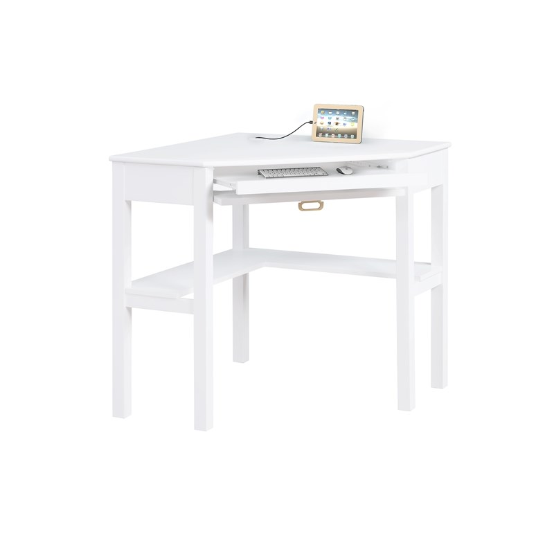 Linon Peggy Wood One Drawer Corner Desk in White