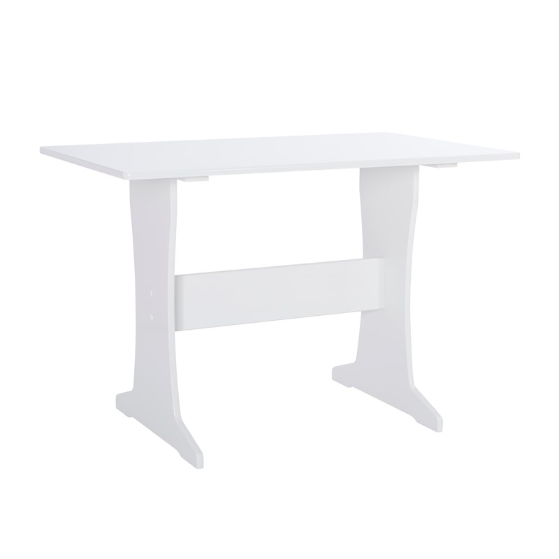 Linon Sanford Wood Storage Nook Dining Set in White and Gray