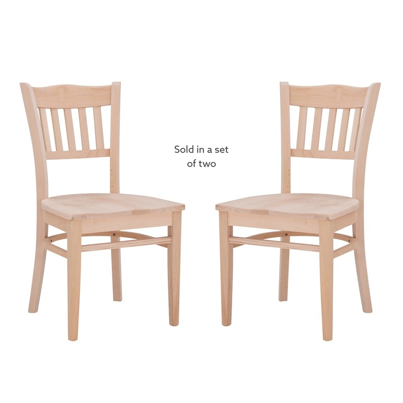 Linon Adella Wood Set of Two Chairs in Unfinished Natural