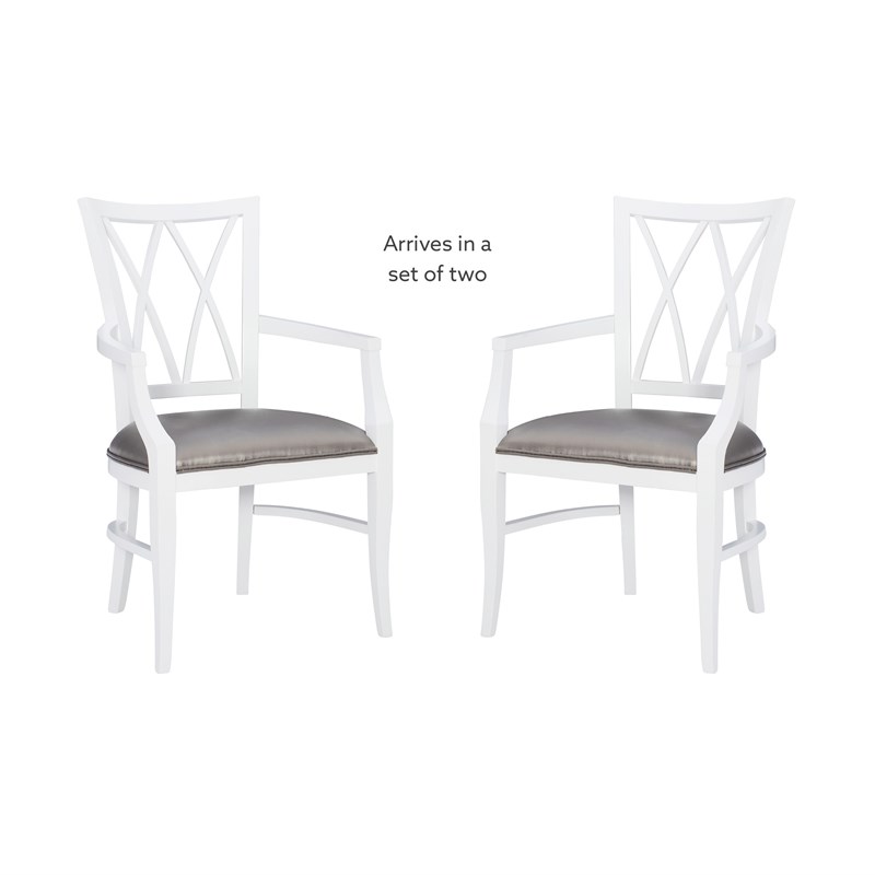 Linon Ainsley Wood Dining Arm Chair in White