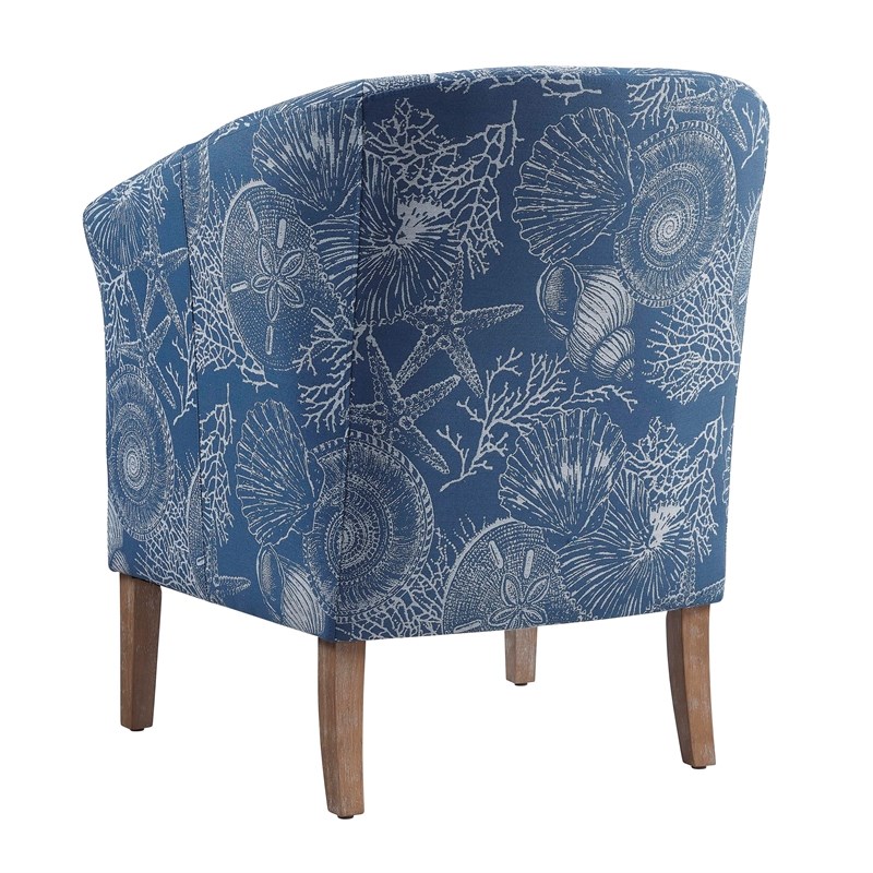 Linon Simon Wood Upholstered Club Chair in Denim Blue