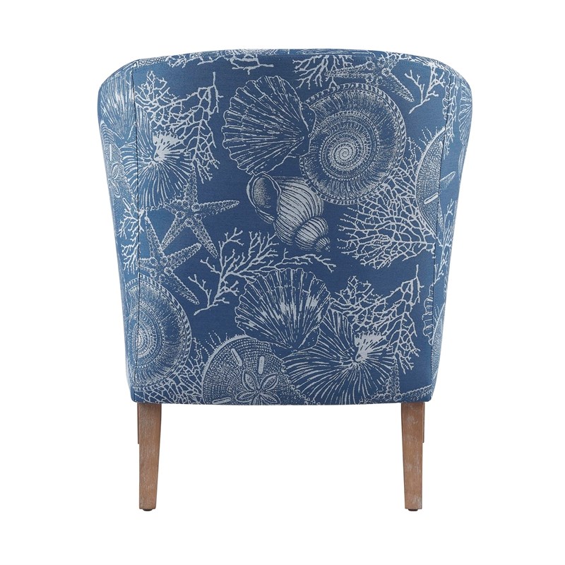 Linon Simon Wood Upholstered Club Chair in Denim Blue