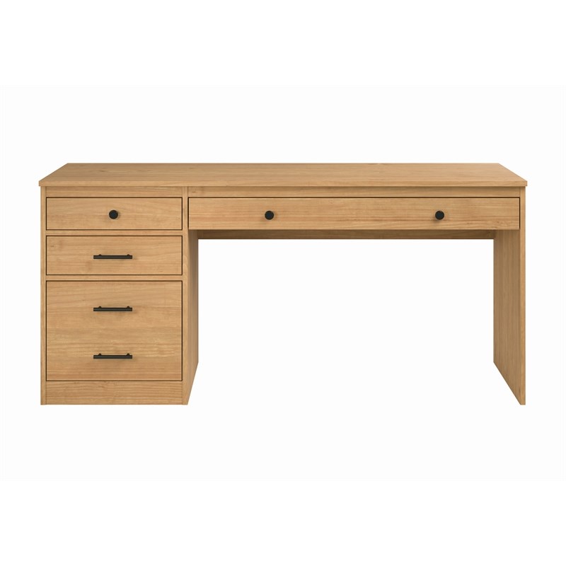 Linon Cody Wood Desk with File Cabinet in Natural