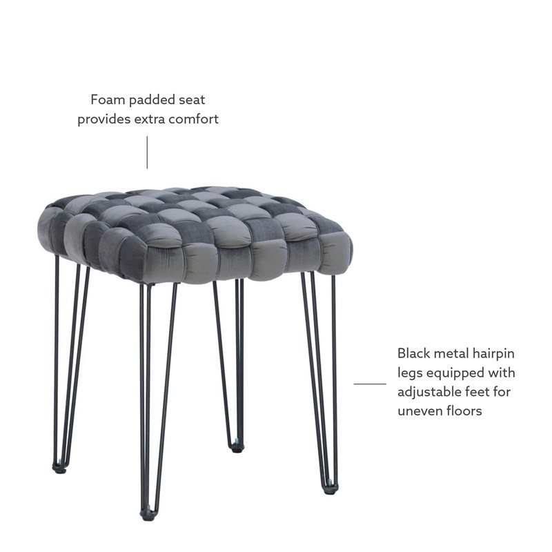 Linon Henson Metal Square Stool in Black and Gray