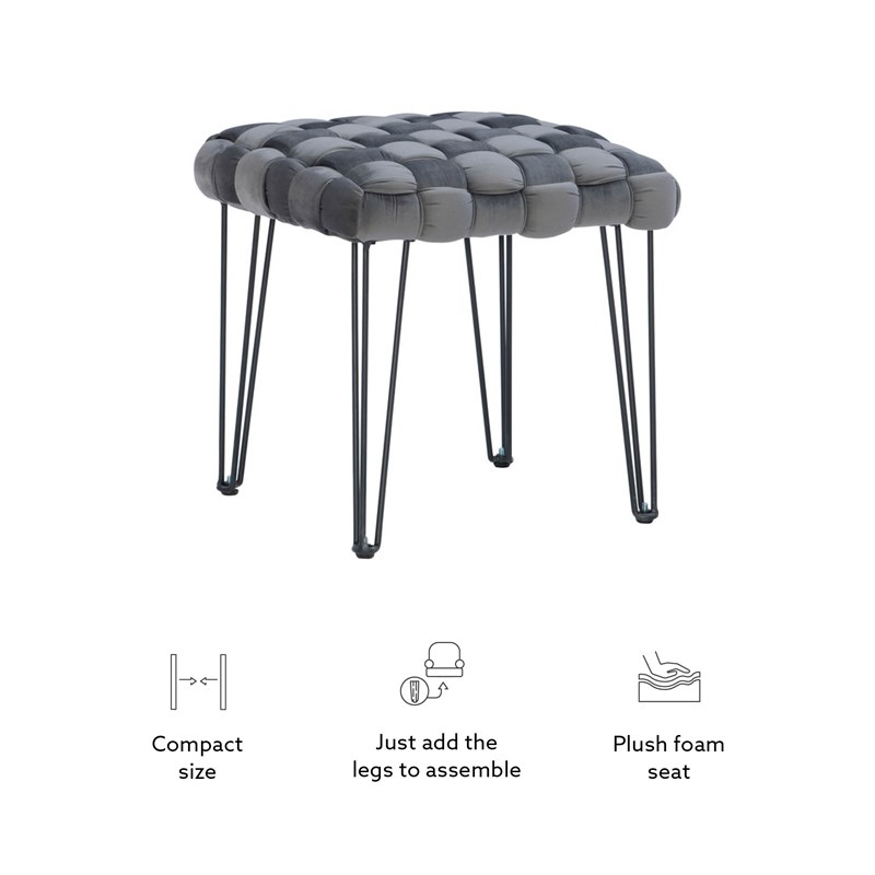 Linon Henson Metal Square Stool in Black and Gray
