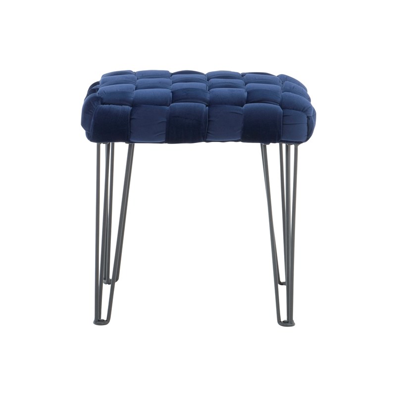 Linon Henson Metal Square Stool in Black and Navy Blue