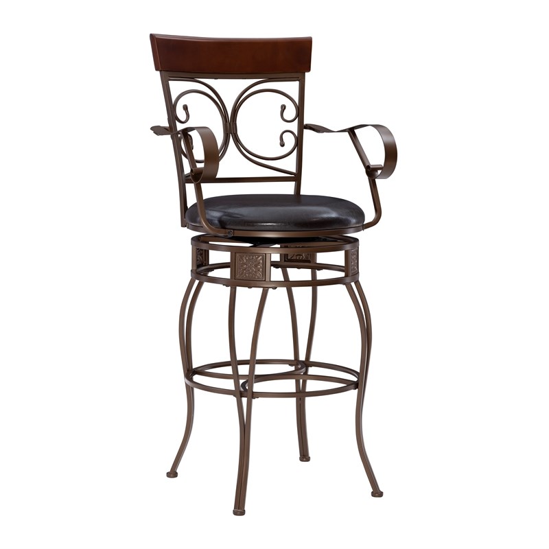 Linon Bryson Big And Tall Metal Arm Barstool in Bronze