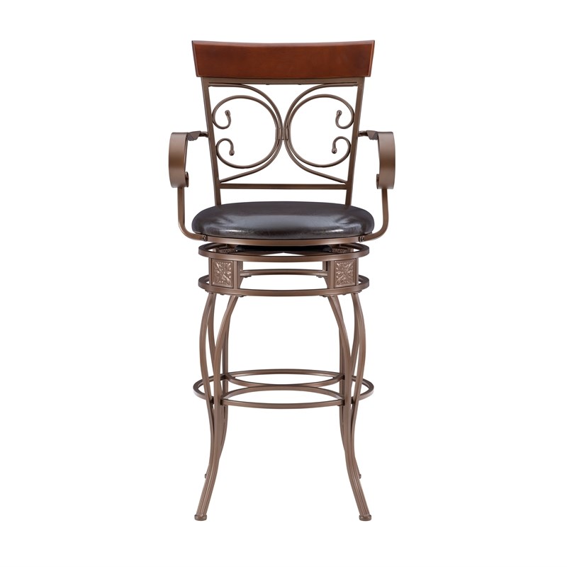Linon Bryson Big And Tall Metal Arm Barstool in Bronze