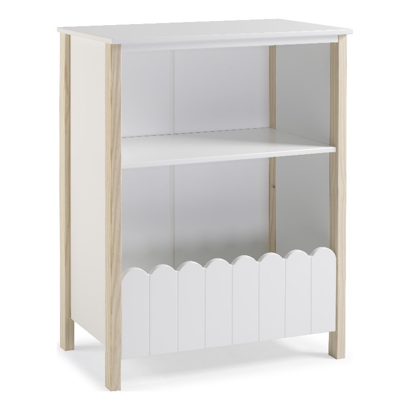 Linon Mila Wood Youth Bookcase in Natural and White