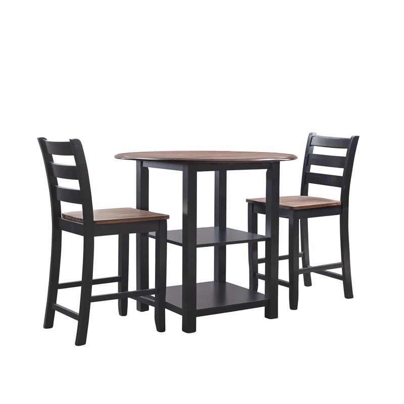 Linon Cain Wood Three Piece Dining Counter Set in Black