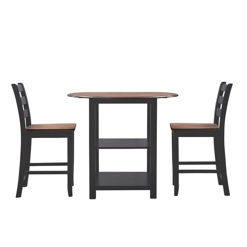Linon Cain Wood Three Piece Dining Counter Set in Black