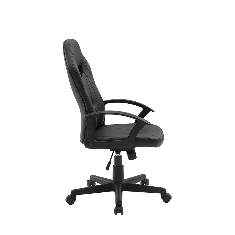 Linon Grayson Wood Upholstered Gaming Office Chair in Black