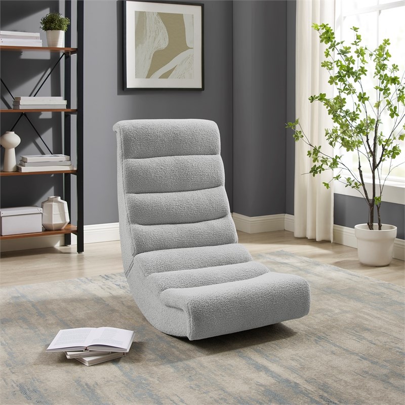 Linon Grayson Wood Sherpa Upholstered Game Rocking Chair in Gray