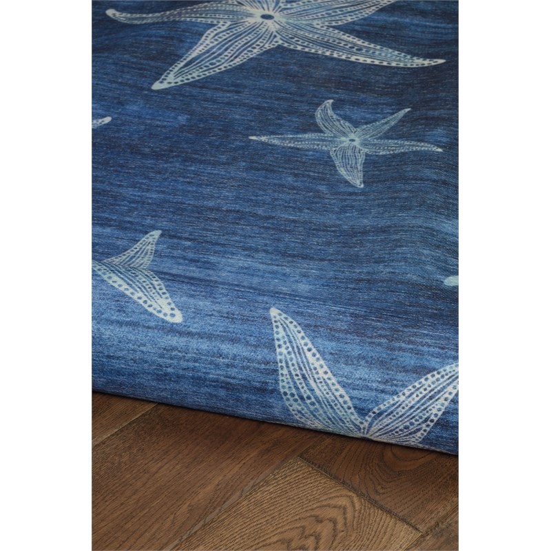 Linon Indoor Outdoor Washable Bondi Polyester Accent 3'x5' Rug in Blue