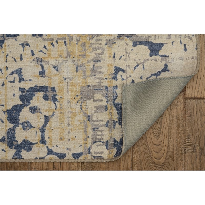 Linon Indoor Outdoor Washable Anthia Polyester Accent 2'x3' Rug in Navy and Sand