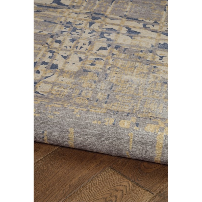 Linon Indoor Outdoor Washable Anthia Polyester Accent 2'x3' Rug in Navy and Sand
