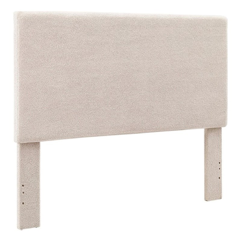 Linon Tristan Full Queen Sherpa Upholstered Rectangle Headboard in Off White